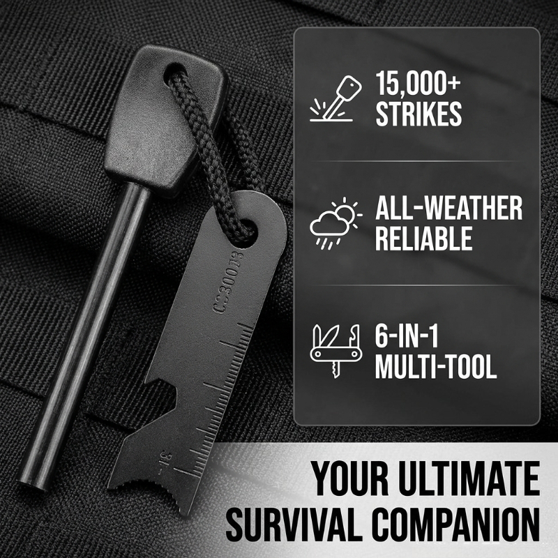 Ferro Rod Striker - Acendedor de Fogo de Magnésio com