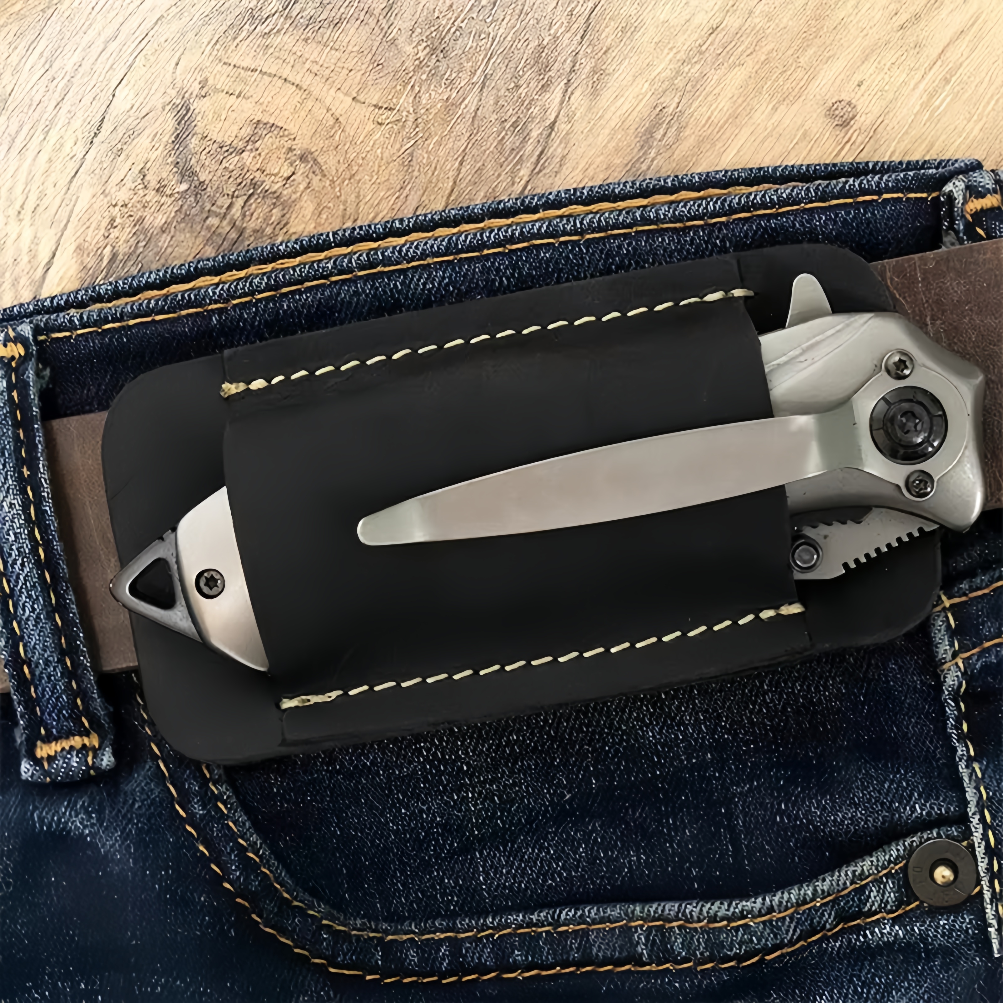 Leather Edc. Carry Pouch - Coldre de Couro EDC para Uso