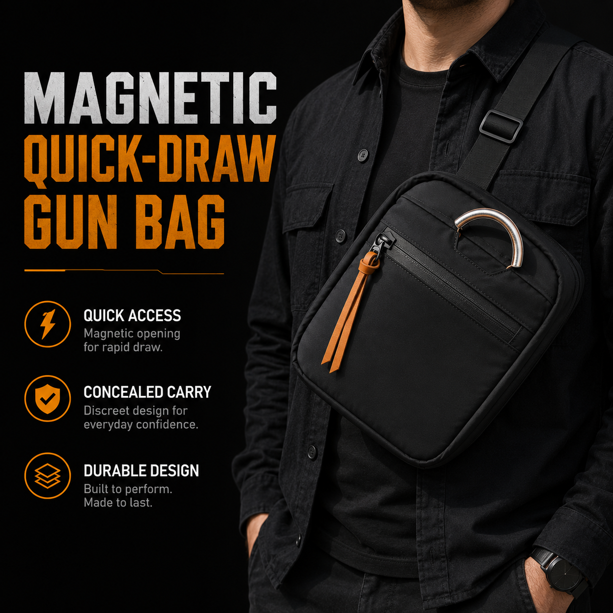 Edc Carry Bag For Men - Bolsa Transversal Magnética Premium com Liberação