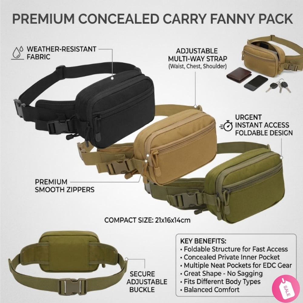 Edc Concealed Carry Fanny Pack - Bolsa Tática de Cintura para Transporte