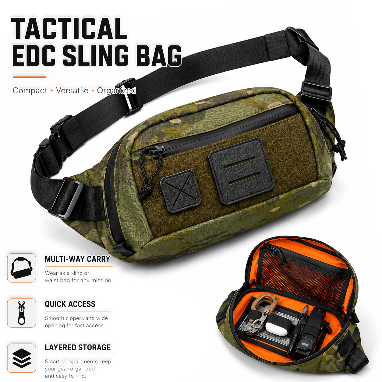 Edc Carry Bag For Men - Bolsa Tática de Cintura EDC, Mochila