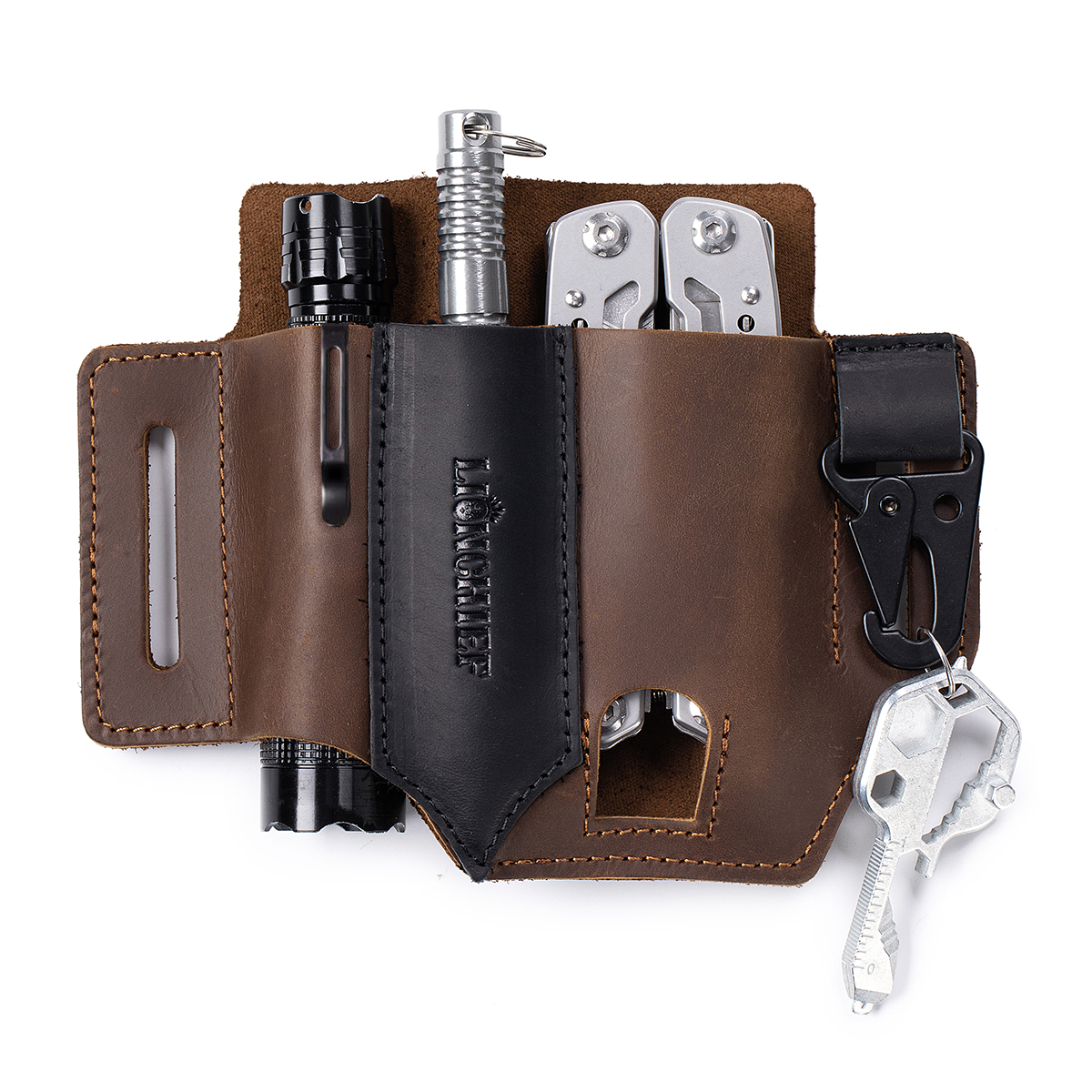 Leather Edc. Carry Pouch - Bolsa de Couro Genuíno para Multiferramentas