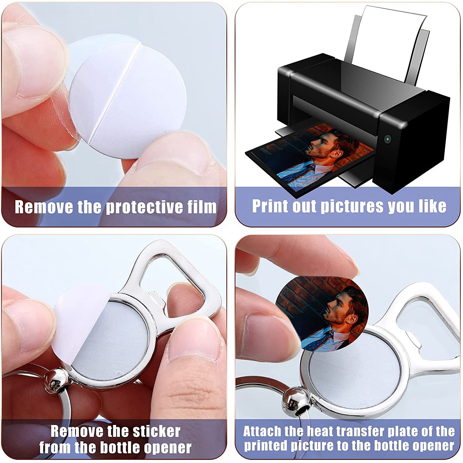 Bottle Opener Keyring - AED7-10 Peças Chaveiros em Branco para