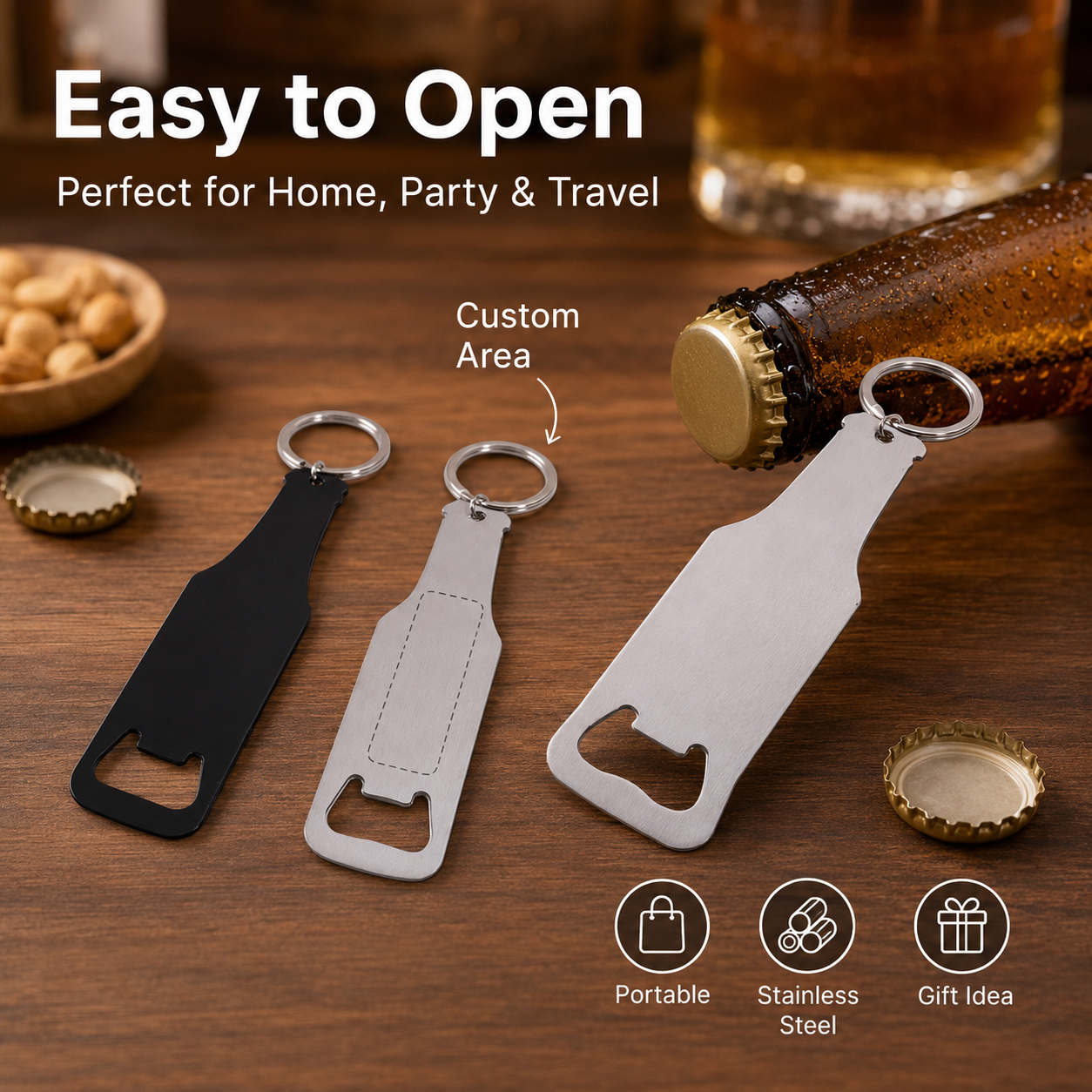 Bottle Opener Keyring - Abridor de Garrafas Personalizado em Chaveiro,