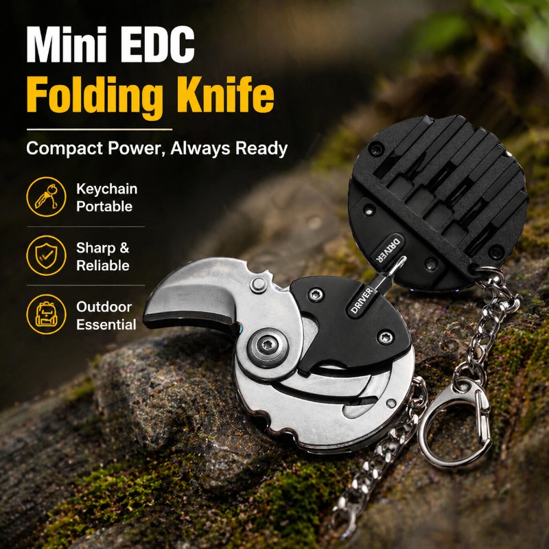 Edc Carry Coins - Canivete Dobrável de Bolso para Exterior,