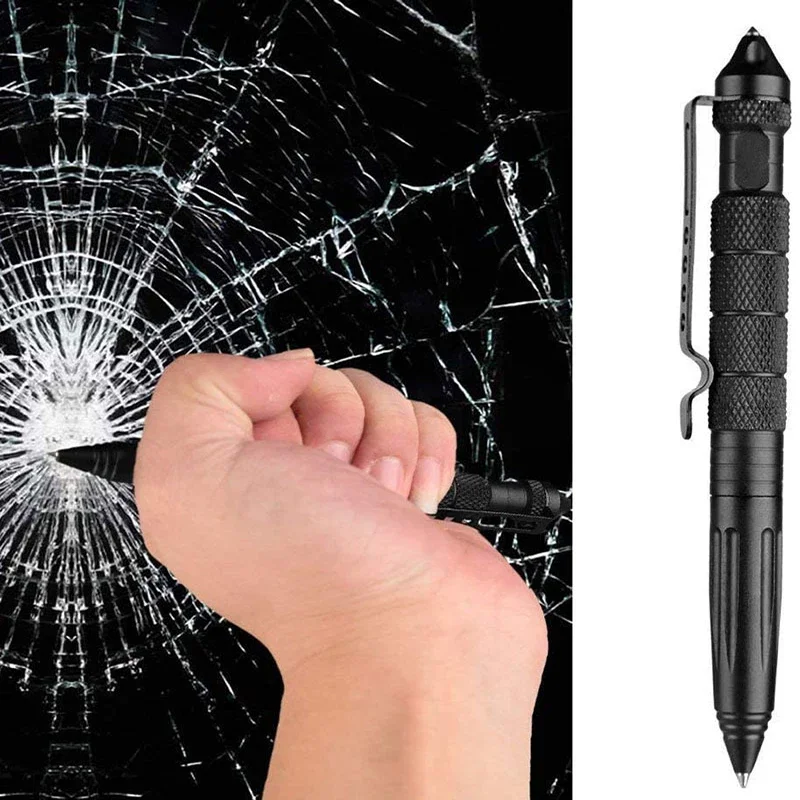 Pen Tactical Glass - Caneta tática de metal multifuncional ao