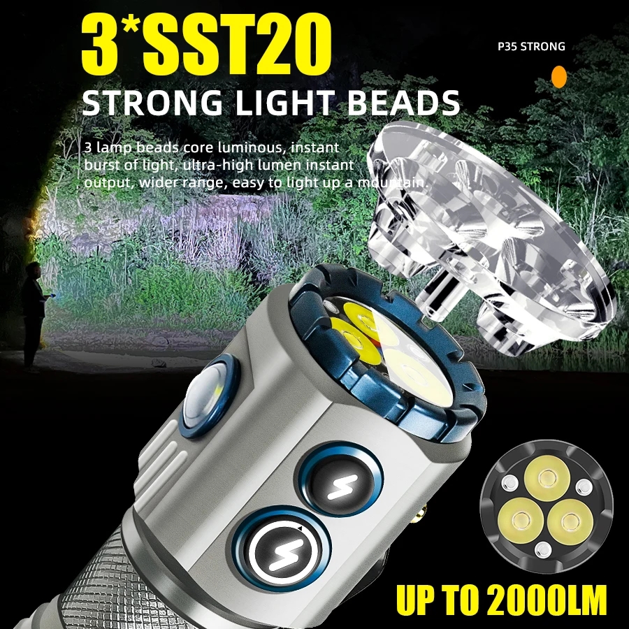 Poderosa lanterna edc de 2000l - Edc Carry Flashlight avaliação e preço