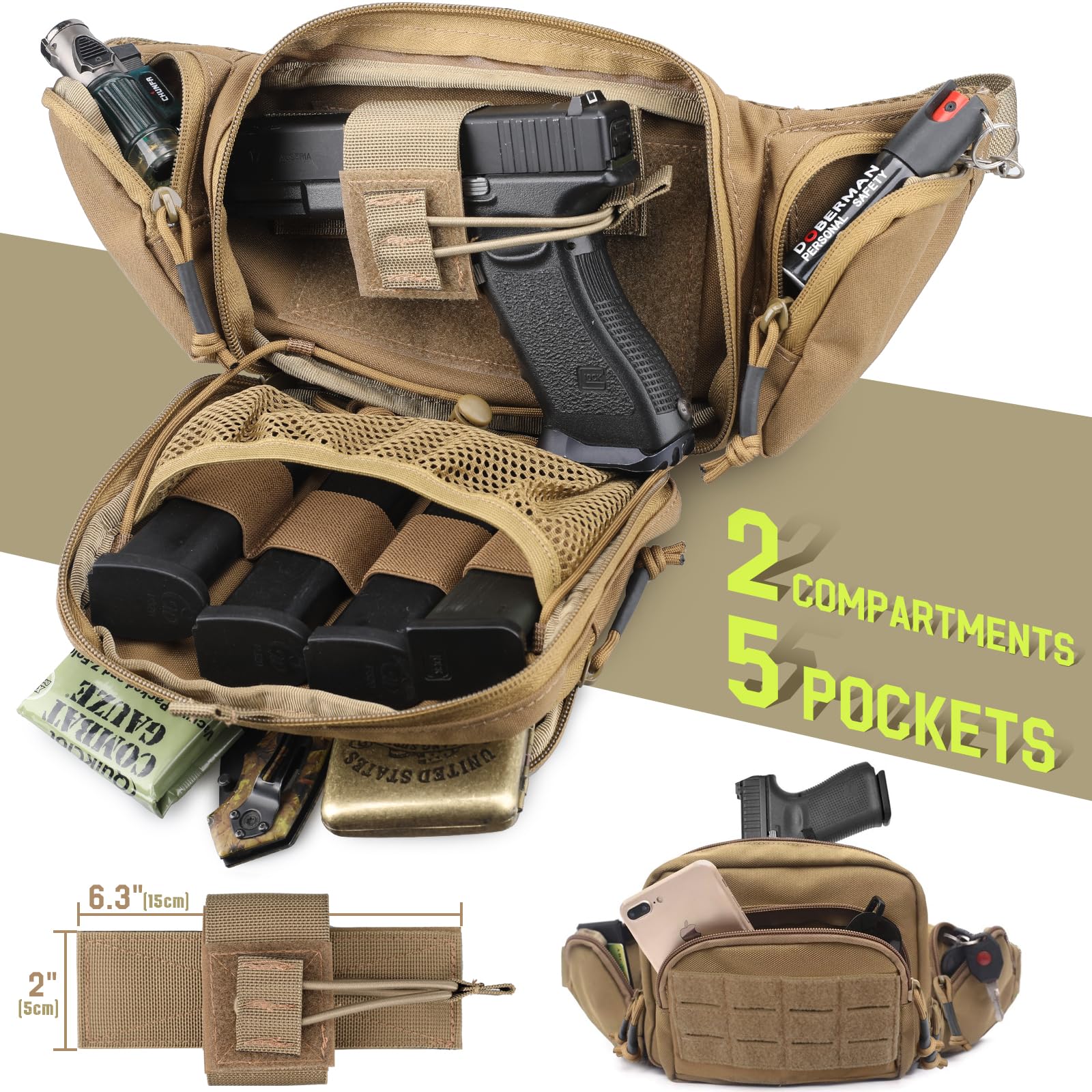 Bolsa Tática de Cintura para T - Edc Concealed Carry Fanny Pack avaliação e preço