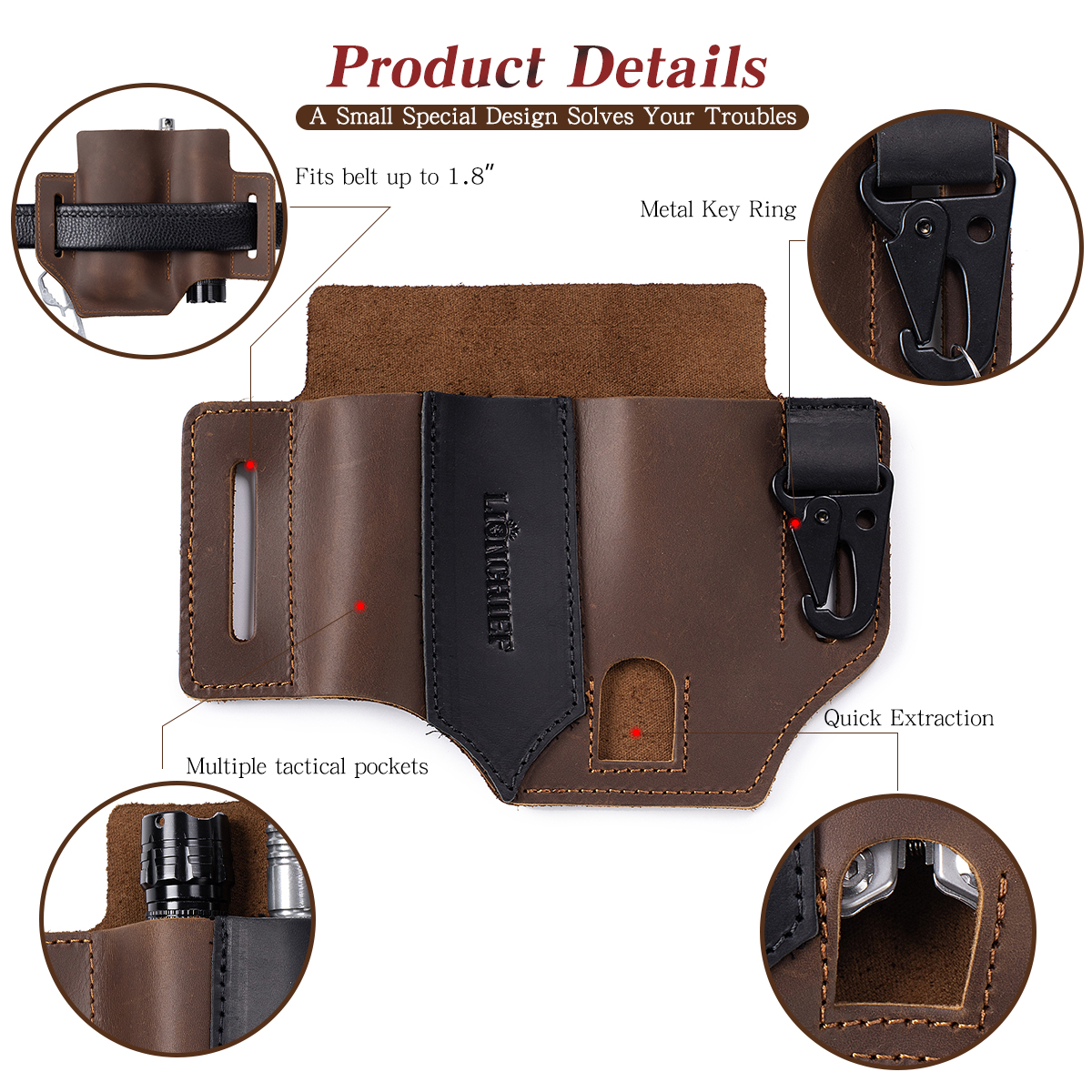 Bolsa de Couro Genuíno para Mu - Leather Edc. Carry Pouch avaliação e preço